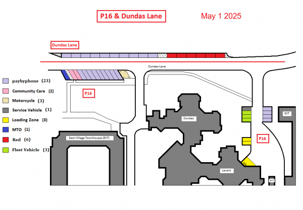 P16 and Dundas Lane Parking Map