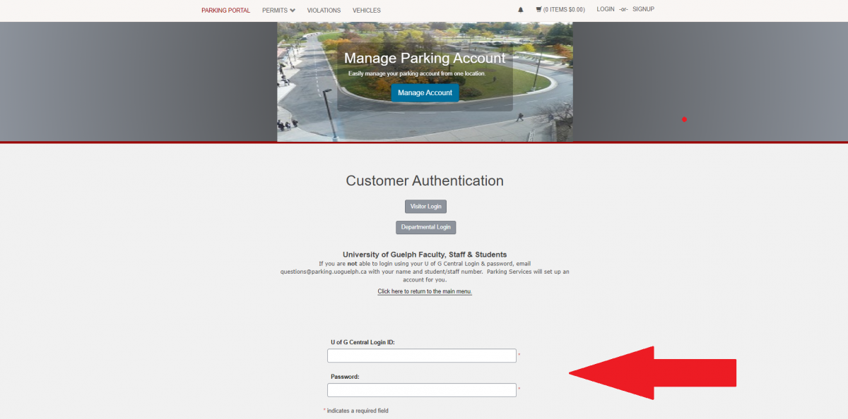 Print Screen of Customer Authentication Page