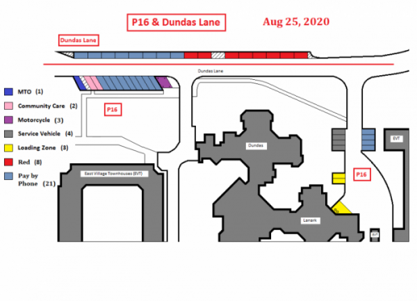 P16 and Dundas Lane Parking Map